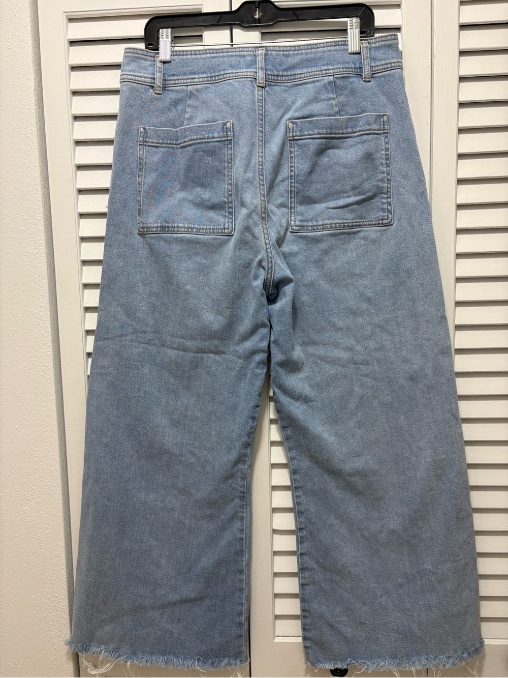 ANTONIO MELANI Light Blue Pearl-Studded Wide-Leg Jeans - Picture 4 of 5